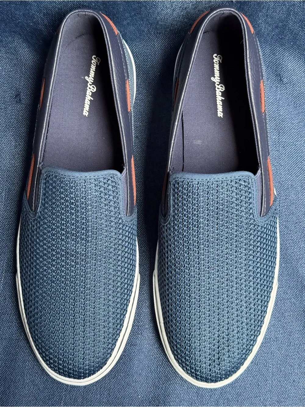 Tommy Bahama Exodus Mesh Slip On Loafer Shoes Navy Blue Boat Sneakers Men  13
